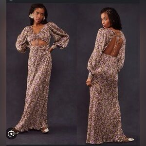 For Love And Lemons Tan Backless Tie Front Gown